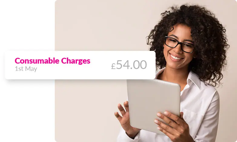 Consumable charges with invoice and funding