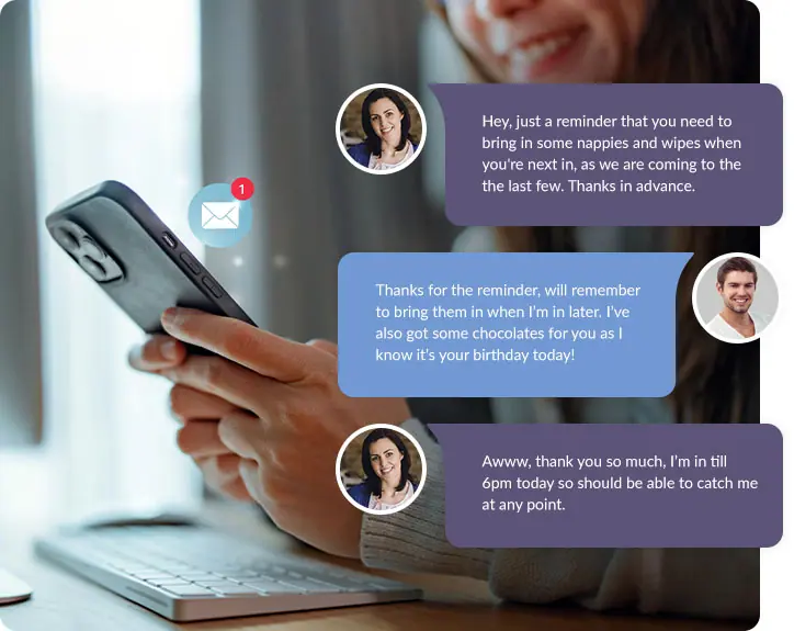 Instant messaging with the Nursery in a Box staff app