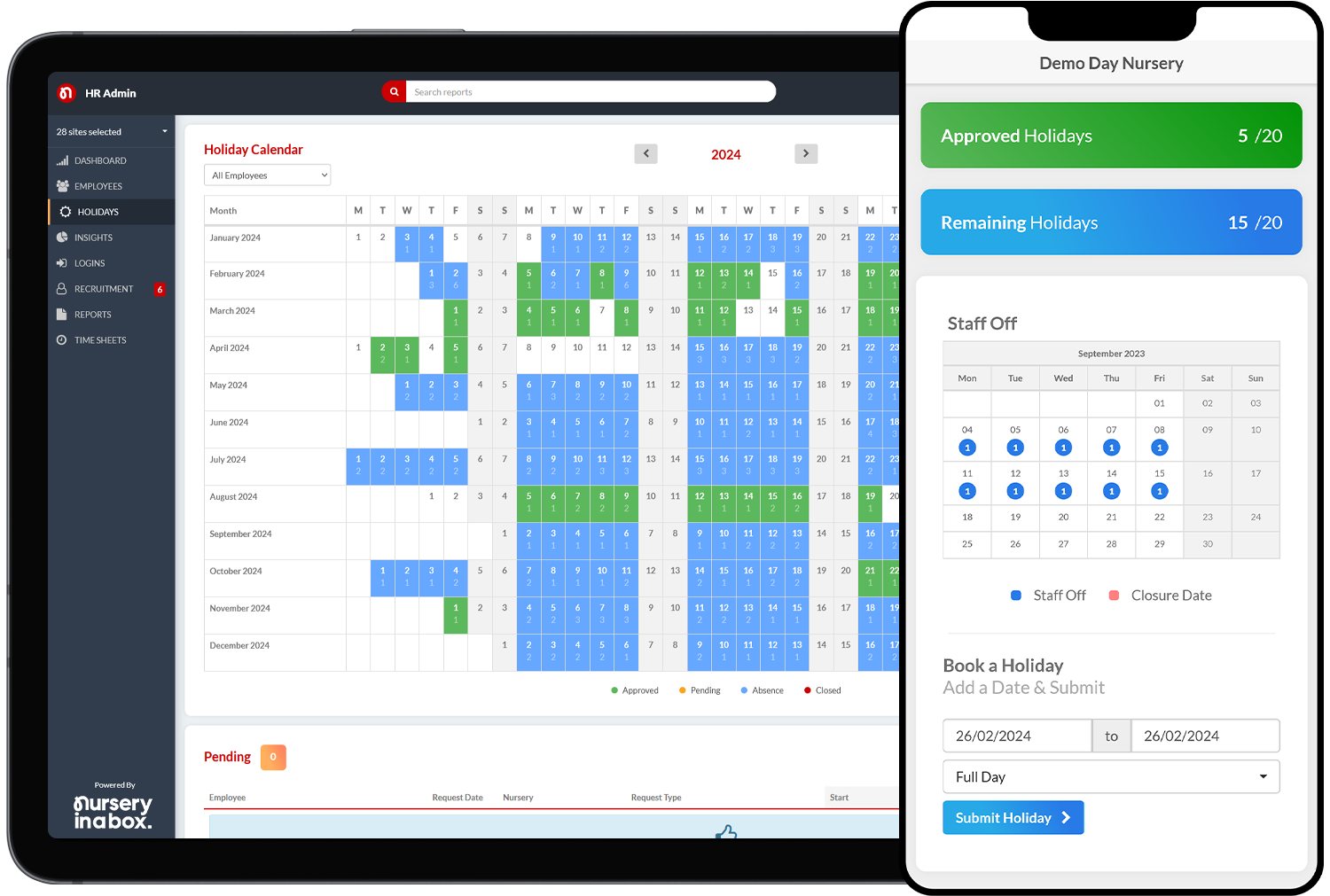 Staffing app for a phone and tablet