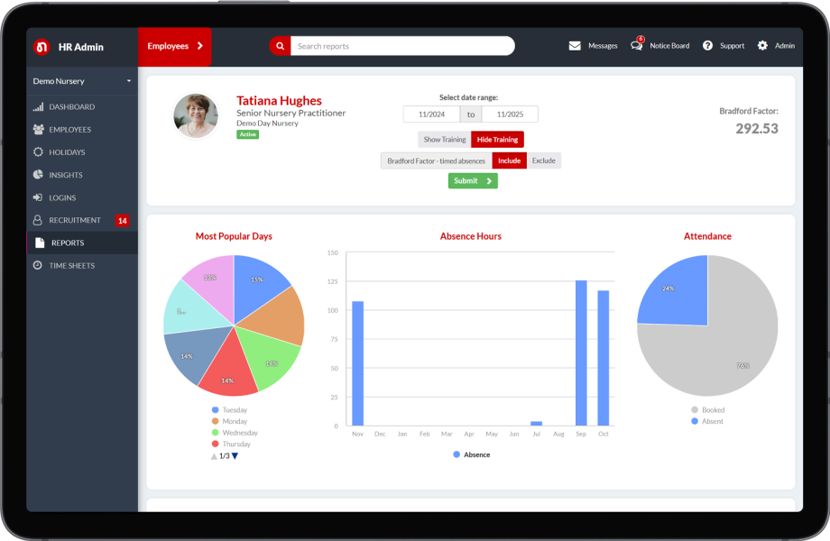 Absence tracking management system