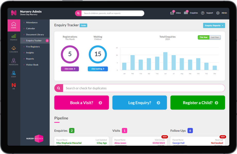 Enquiry tracking on nursery management software