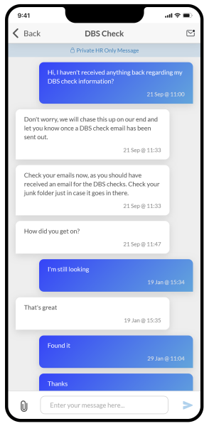 Private HR messaging using Nursery in a Box